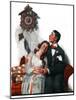 "Courting under the Clock at Midnight", March 22,1919-Norman Rockwell-Mounted Giclee Print