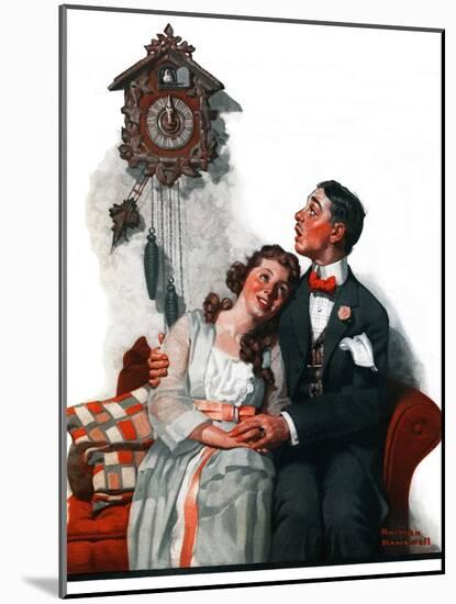 "Courting under the Clock at Midnight", March 22,1919-Norman Rockwell-Mounted Giclee Print