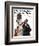 "Courting under the Clock at Midnight" Saturday Evening Post Cover, March 22,1919-Norman Rockwell-Framed Giclee Print