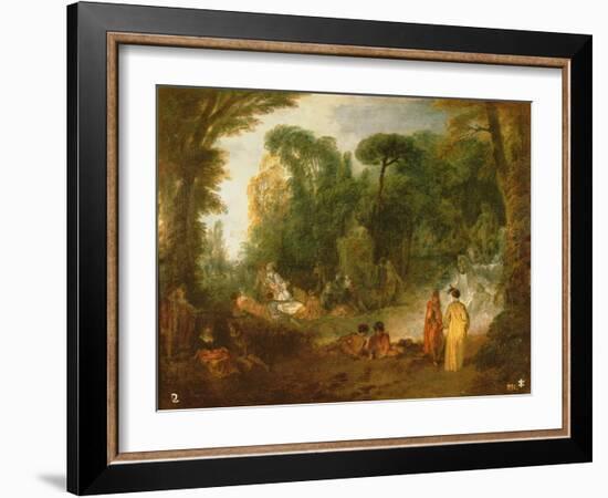 Courtly Gathering in a Park, C.1712/13 (Oil on Canvas)-Jean Antoine Watteau-Framed Giclee Print