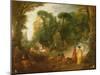 Courtly Gathering in a Park, C.1712/13 (Oil on Canvas)-Jean Antoine Watteau-Mounted Giclee Print