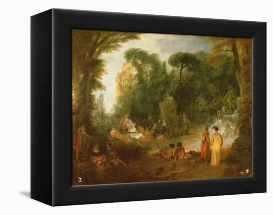 Courtly Gathering in a Park, C.1712/13 (Oil on Canvas)-Jean Antoine Watteau-Framed Premier Image Canvas