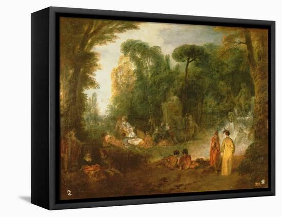 Courtly Gathering in a Park, C.1712/13 (Oil on Canvas)-Jean Antoine Watteau-Framed Premier Image Canvas