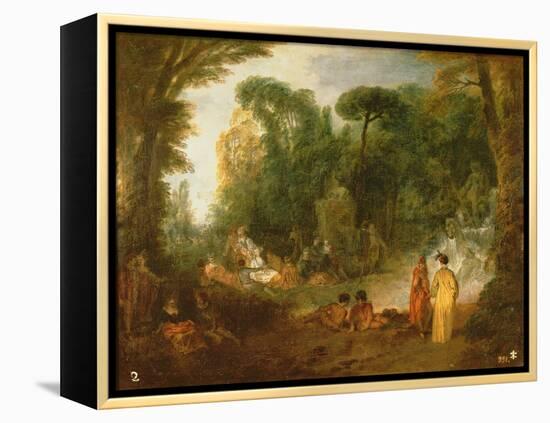 Courtly Gathering in a Park, C.1712/13 (Oil on Canvas)-Jean Antoine Watteau-Framed Premier Image Canvas