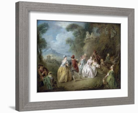 Courtly Scene in a Park, C.1730-35-Jean-Baptiste Joseph Pater-Framed Giclee Print