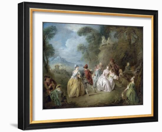 Courtly Scene in a Park, C.1730-35-Jean-Baptiste Joseph Pater-Framed Giclee Print