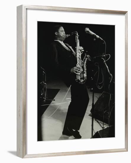 Courtney Pine on Stage at the Forum Theatre, Hatfield, Hertfordshire, 8 April 1987-Denis Williams-Framed Photographic Print