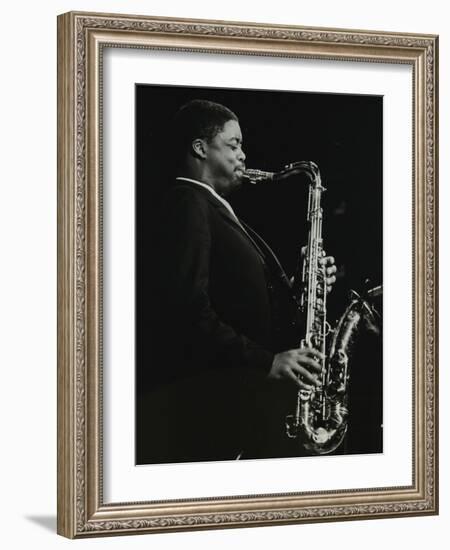 Courtney Pine Playing Tenor Saxophone at the Forum Theatre, Hatfield, Hertfordshire, 8 April 1987-Denis Williams-Framed Photographic Print