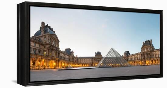 Courtyard and Glass Pyramid of the Louvre Museum at Sunrise, Paris, Ile-De-France, France-null-Framed Stretched Canvas