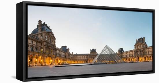 Courtyard and Glass Pyramid of the Louvre Museum at Sunrise, Paris, Ile-De-France, France-null-Framed Stretched Canvas
