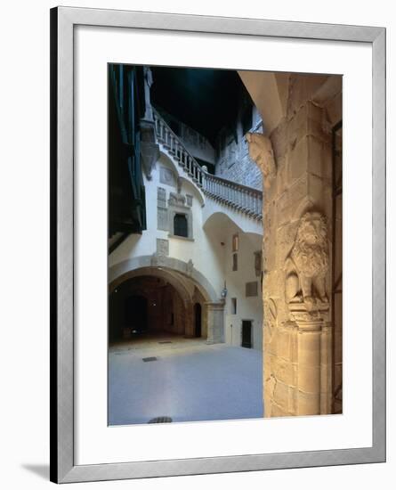 Courtyard and Staircase, Magistrate Palace Palazzo Pretorio-null-Framed Giclee Print