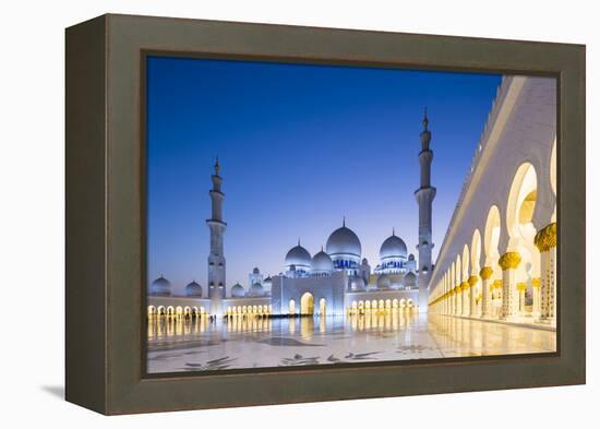 Courtyard and White Marble Exterior of Sheikh Zayed Grand Mosque, United Arab Emirates, Abu Dhabi-Nick Ledger-Framed Premier Image Canvas