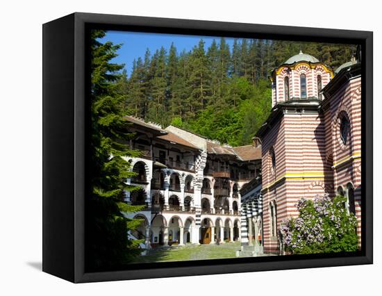 Courtyard, Dormitories and Church of the Nativity, Rila Monastery, UNESCO World Heritage Site, Nest-Dallas & John Heaton-Framed Premier Image Canvas