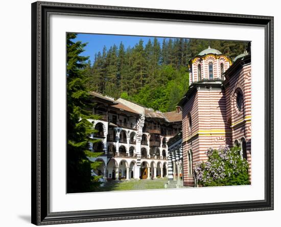 Courtyard, Dormitories and Church of the Nativity, Rila Monastery, UNESCO World Heritage Site, Nest-Dallas & John Heaton-Framed Photographic Print