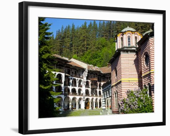 Courtyard, Dormitories and Church of the Nativity, Rila Monastery, UNESCO World Heritage Site, Nest-Dallas & John Heaton-Framed Photographic Print