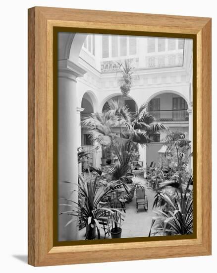 Courtyard, Hotel Florida, Havana, Cuba-null-Framed Stretched Canvas