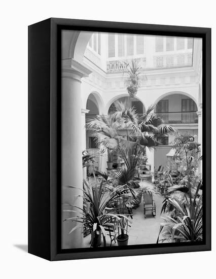 Courtyard, Hotel Florida, Havana, Cuba-null-Framed Stretched Canvas