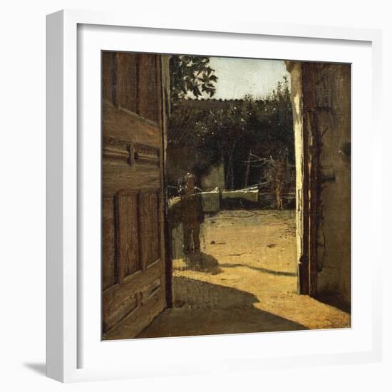 Courtyard in Sun, Interior of Country House, 1864-1866-Giuseppe De Nittis-Framed Giclee Print