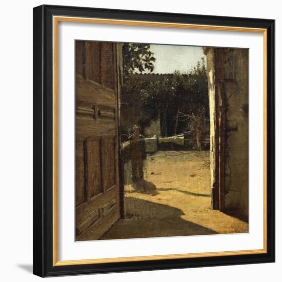 Courtyard in Sun, Interior of Country House, 1864-1866-Giuseppe De Nittis-Framed Giclee Print