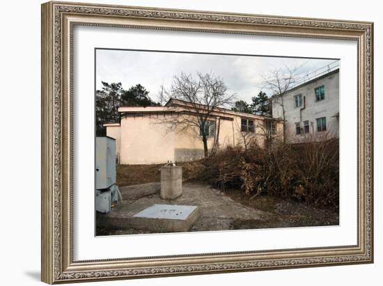 Courtyard near the Old Soviet Buildings in Late Autumn-alexabelov-Framed Photographic Print