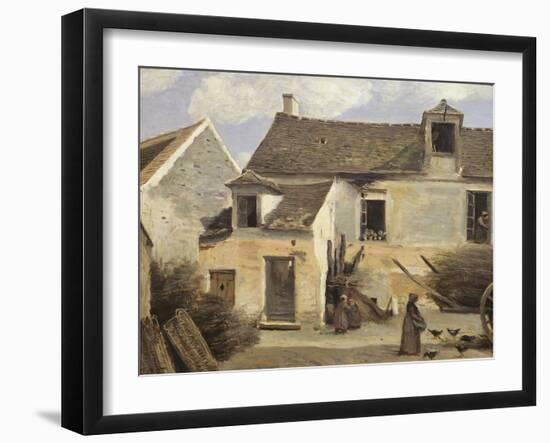 Courtyard of a Bakery Near Paris, or Courtyard of a House Near Paris, C.1865-70-Jean-Baptiste-Camille Corot-Framed Giclee Print