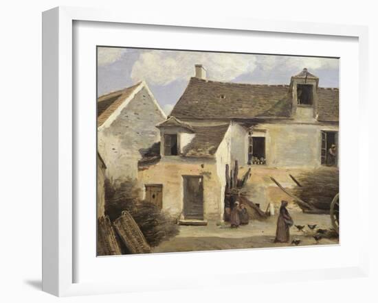 Courtyard of a Bakery Near Paris, or Courtyard of a House Near Paris, C.1865-70-Jean-Baptiste-Camille Corot-Framed Giclee Print