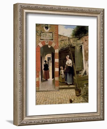 Courtyard of a House in Delft, 1658-Pieter de Hooch-Framed Giclee Print