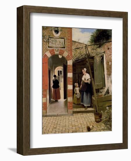 Courtyard of a House in Delft, 1658-Pieter de Hooch-Framed Giclee Print