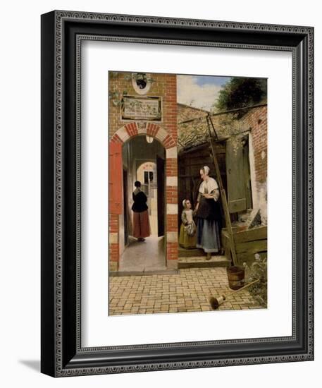 Courtyard of a House in Delft, 1658-Pieter de Hooch-Framed Giclee Print