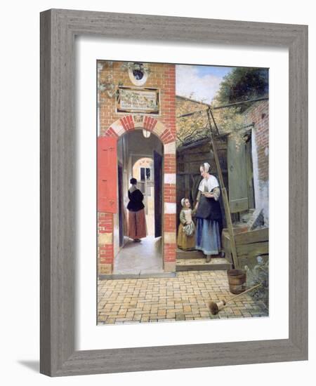 Courtyard of a House in Delft, 1658-Pieter de Hooch-Framed Giclee Print