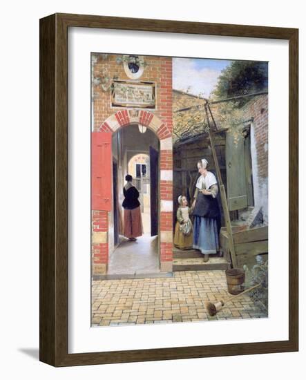 Courtyard of a House in Delft, 1658-Pieter de Hooch-Framed Giclee Print