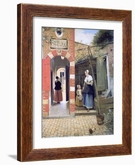 Courtyard of a House in Delft, 1658-Pieter de Hooch-Framed Giclee Print