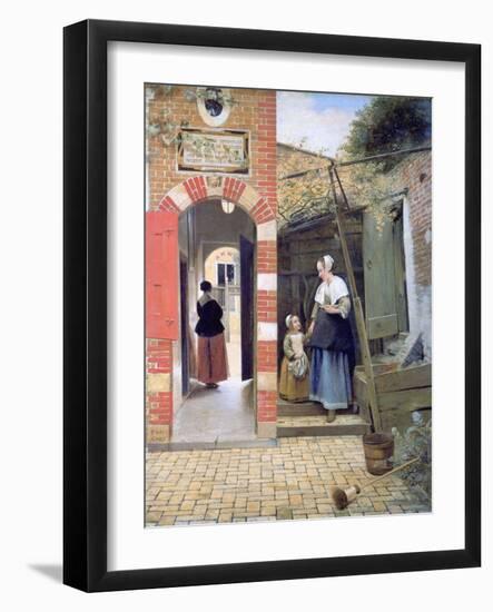 Courtyard of a House in Delft, 1658-Pieter de Hooch-Framed Giclee Print