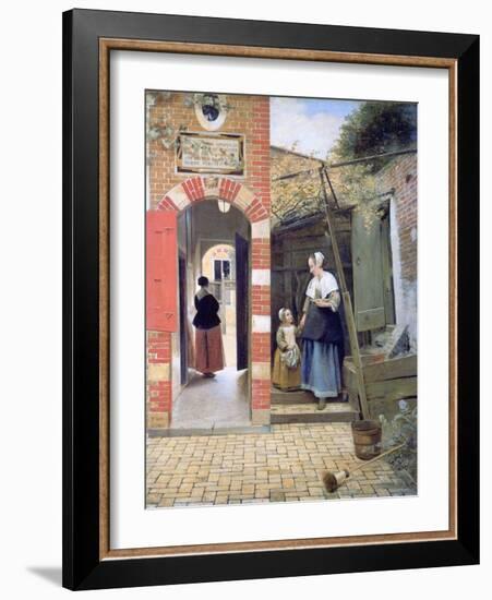 Courtyard of a House in Delft, 1658-Pieter de Hooch-Framed Giclee Print