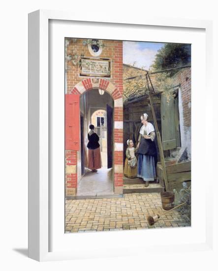 Courtyard of a House in Delft, 1658-Pieter de Hooch-Framed Giclee Print