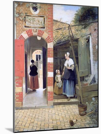 Courtyard of a House in Delft, 1658-Pieter de Hooch-Mounted Giclee Print