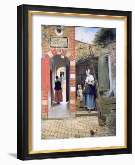 Courtyard of a House in Delft, 1658-Pieter de Hooch-Framed Giclee Print