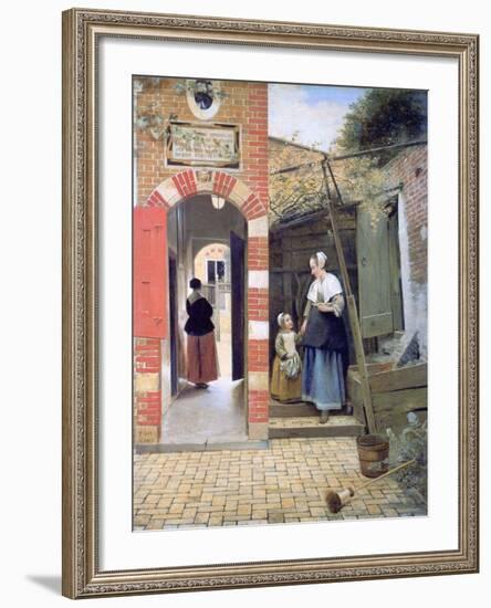 Courtyard of a House in Delft, 1658-Pieter de Hooch-Framed Giclee Print