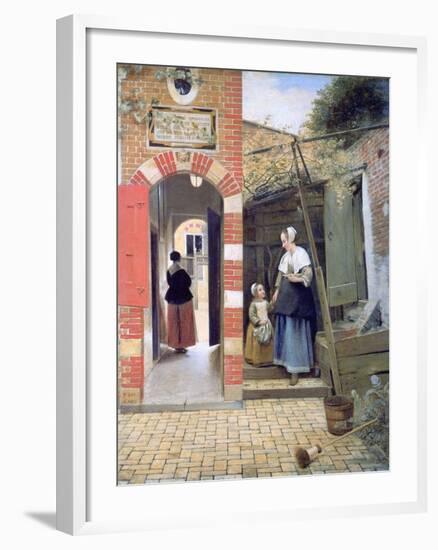 Courtyard of a House in Delft, 1658-Pieter de Hooch-Framed Giclee Print