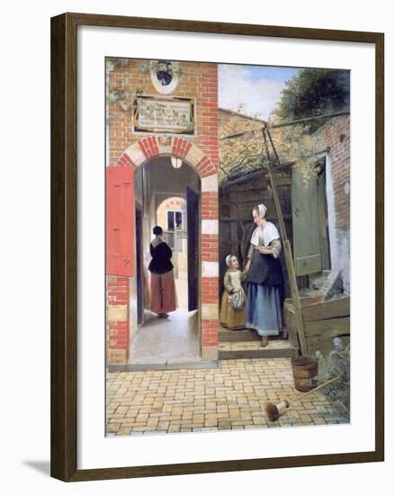 Courtyard of a House in Delft, 1658-Pieter de Hooch-Framed Giclee Print