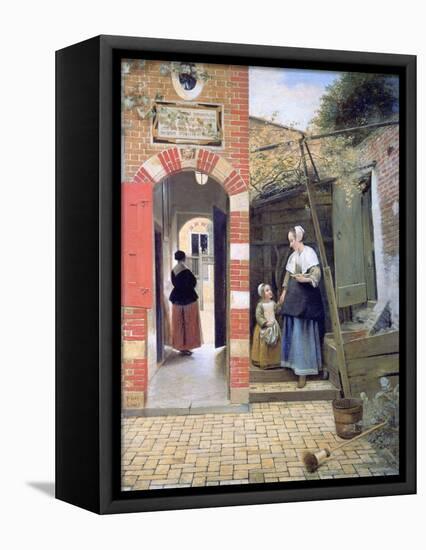 Courtyard of a House in Delft, 1658-Pieter de Hooch-Framed Premier Image Canvas