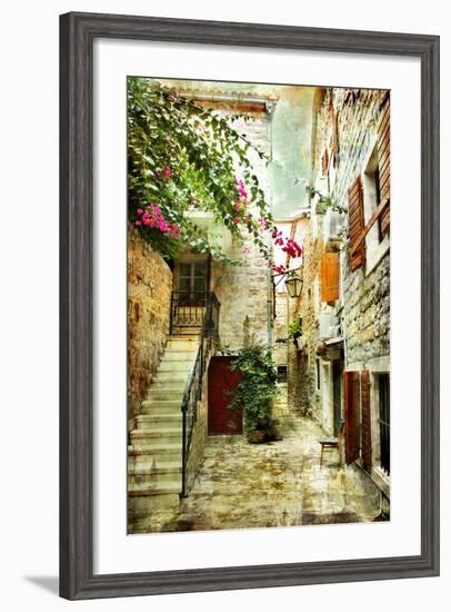 Courtyard Of Old Croatia - Picture In Painting Style-Maugli-l-Framed Art Print