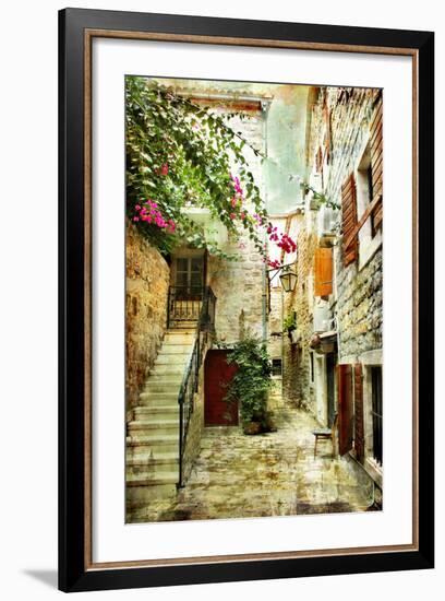 Courtyard Of Old Croatia - Picture In Painting Style-Maugli-l-Framed Art Print