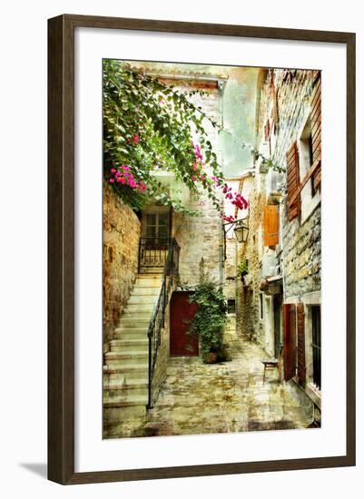 Courtyard Of Old Croatia - Picture In Painting Style-Maugli-l-Framed Art Print