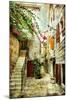 Courtyard Of Old Croatia - Picture In Painting Style-Maugli-l-Mounted Art Print