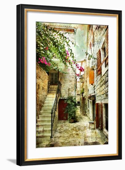 Courtyard Of Old Croatia - Picture In Painting Style-Maugli-l-Framed Art Print