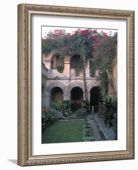 Courtyard of the Camino Real Oaxaca Hotel, Bougainvillea and Garden, Mexico-Judith Haden-Framed Photographic Print
