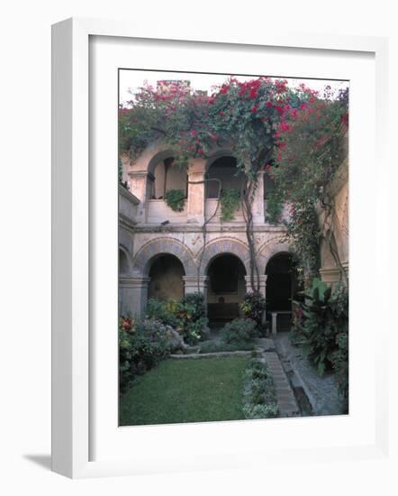 Courtyard of the Camino Real Oaxaca Hotel, Bougainvillea and Garden, Mexico-Judith Haden-Framed Photographic Print