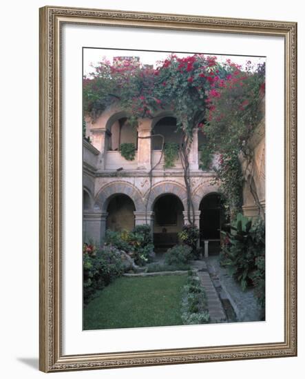 Courtyard of the Camino Real Oaxaca Hotel, Bougainvillea and Garden, Mexico-Judith Haden-Framed Photographic Print