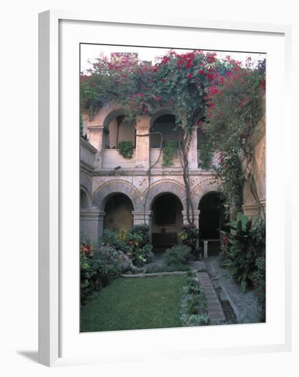 Courtyard of the Camino Real Oaxaca Hotel, Bougainvillea and Garden, Mexico-Judith Haden-Framed Photographic Print